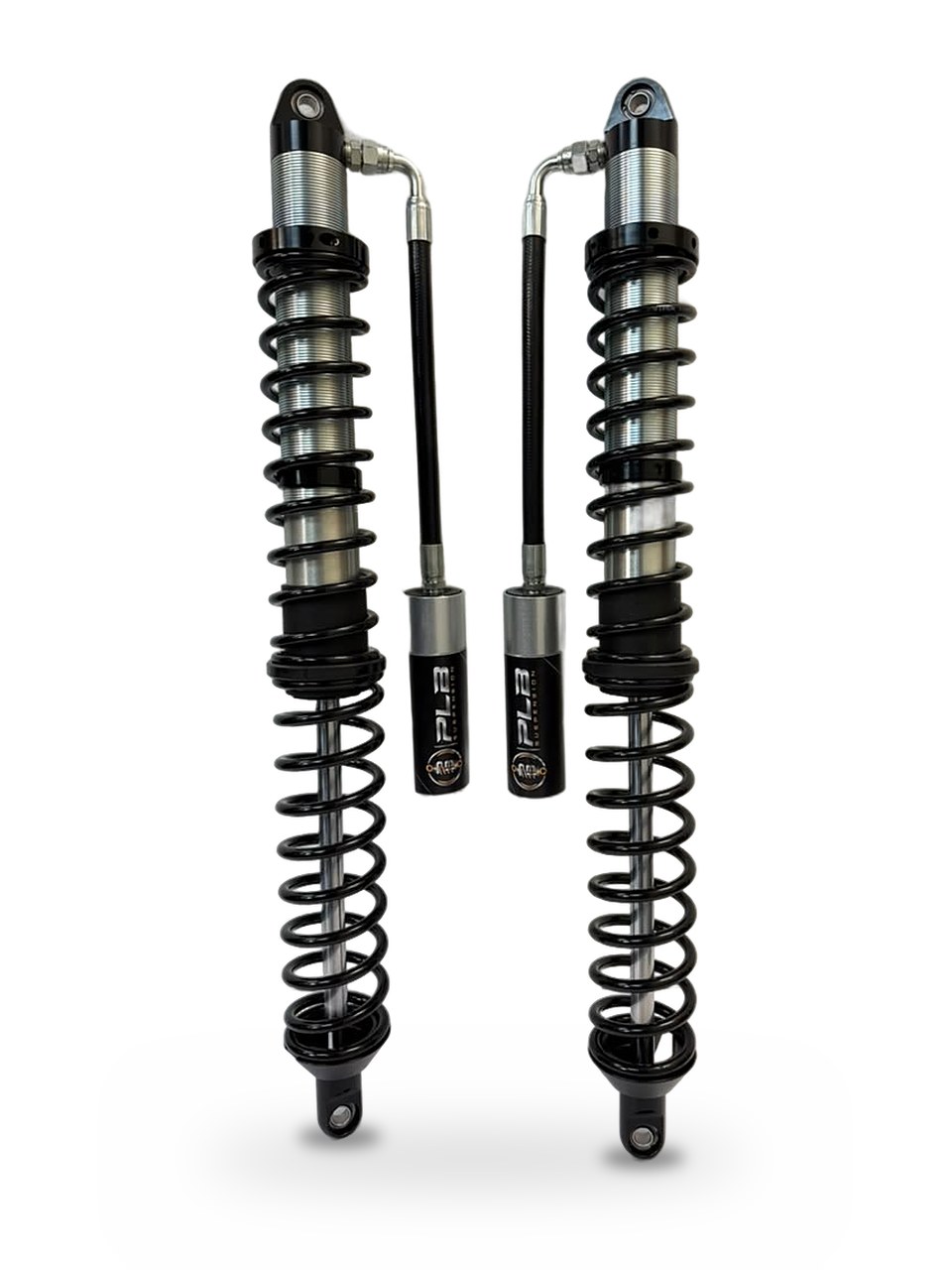 PLB 2.5 coilover pair with springs and remote reservoirs