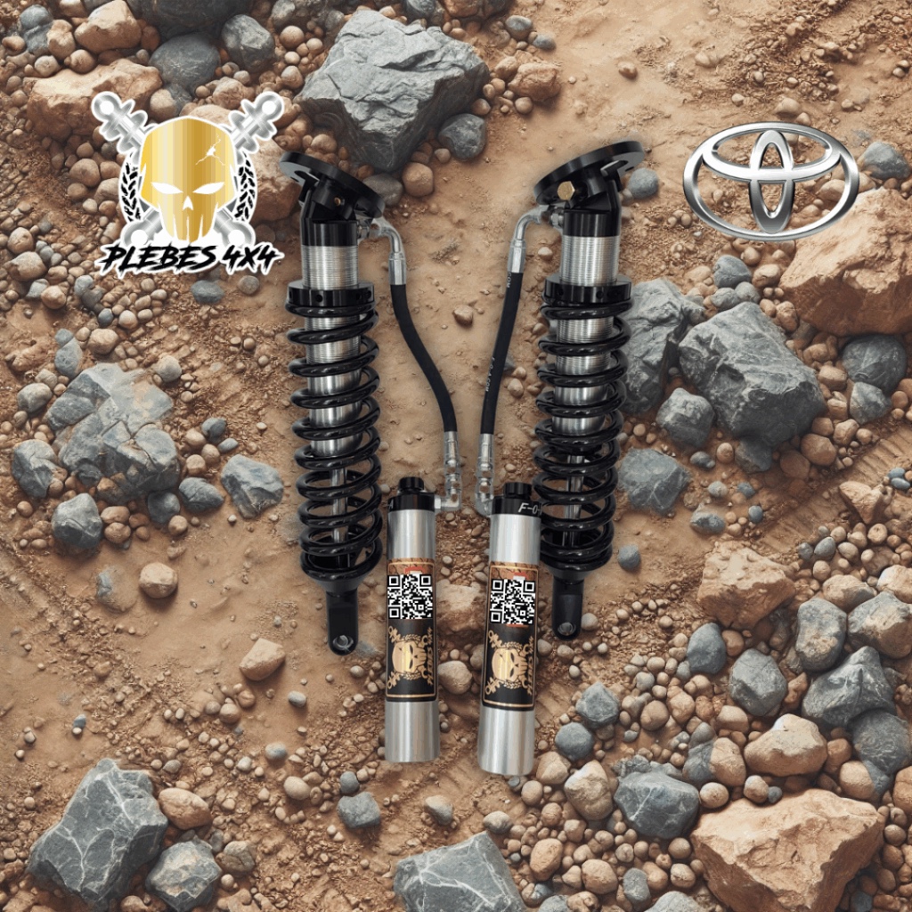 Example suspension kit with front coilovers and remote reservoirs